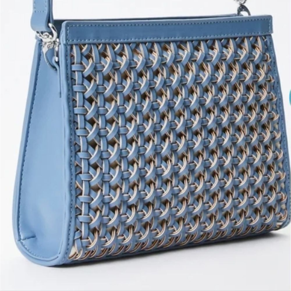 JustFab Woven Crossbody Bag in Light Blue - Picture 3 of 8